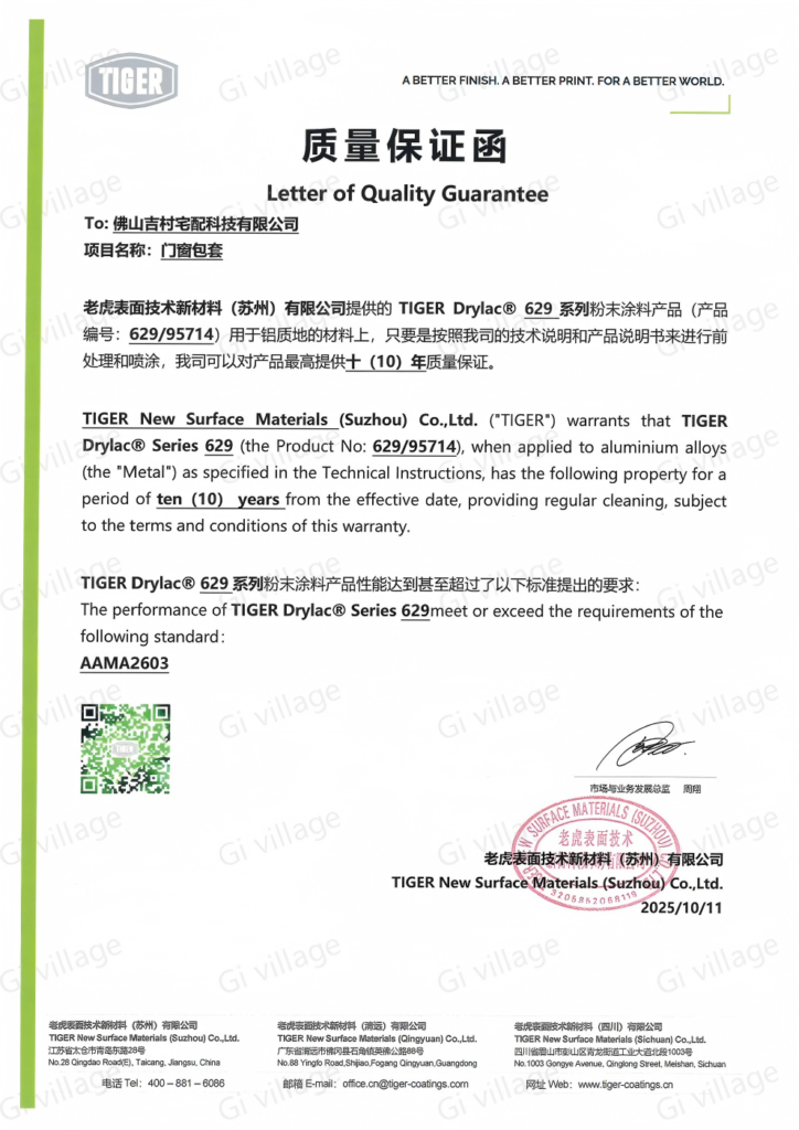 Tiger Powder Coating Certificate