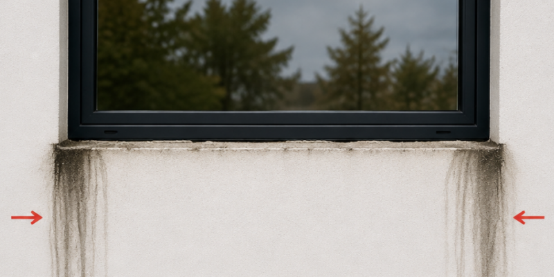 `Cement window sill water damage vs aluminum CTB sill`