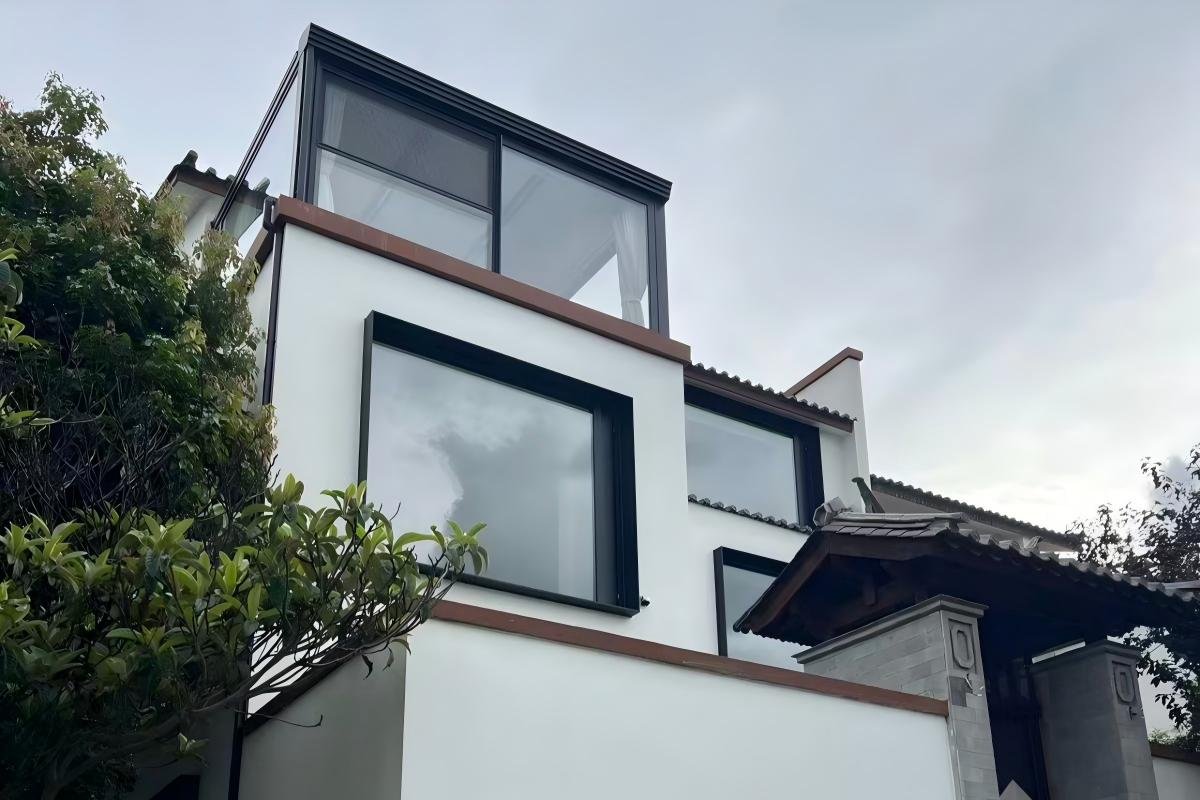WCT window casing on a villa facade