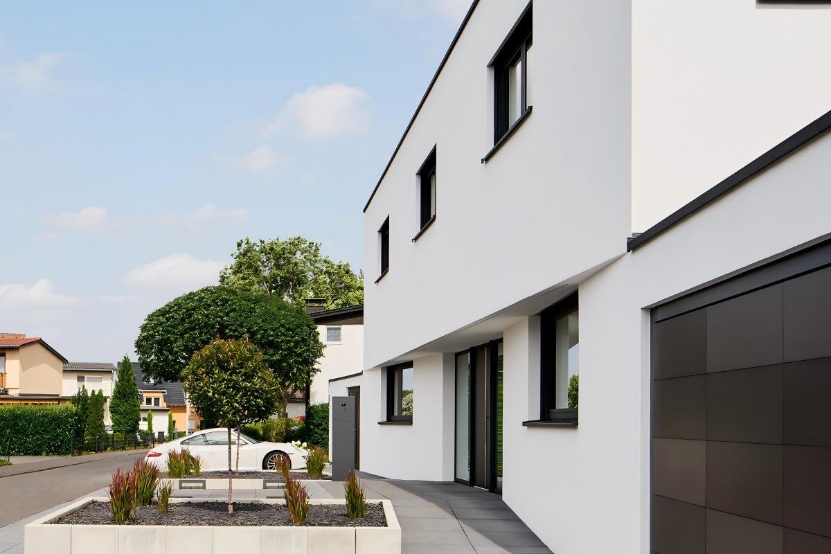 Aluminum exterior window sill (CTB series) installed on a modern building facade